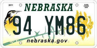 NE license plate 94YM86