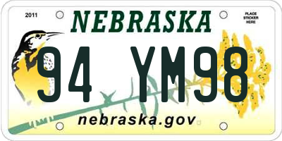 NE license plate 94YM98