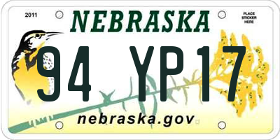 NE license plate 94YP17