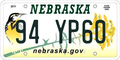 NE license plate 94YP60