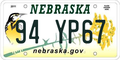 NE license plate 94YP67