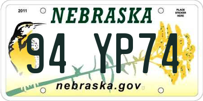 NE license plate 94YP74