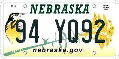 NE license plate 94YQ92