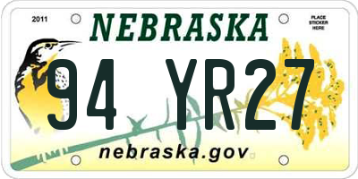 NE license plate 94YR27