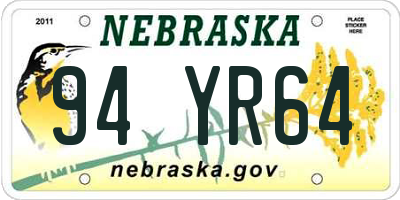 NE license plate 94YR64