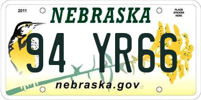 NE license plate 94YR66