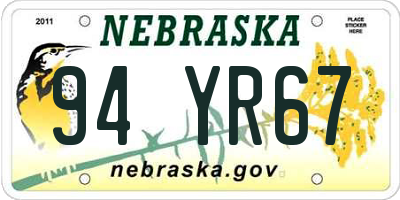 NE license plate 94YR67