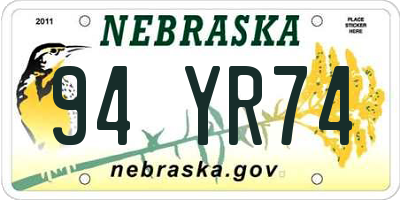 NE license plate 94YR74