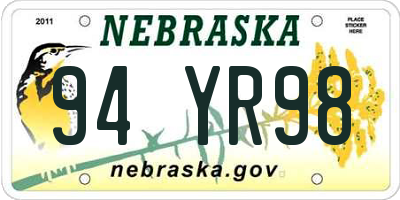 NE license plate 94YR98