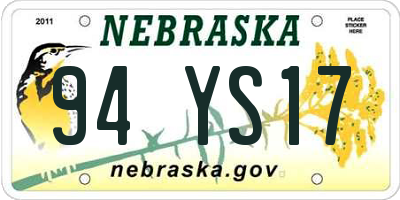 NE license plate 94YS17