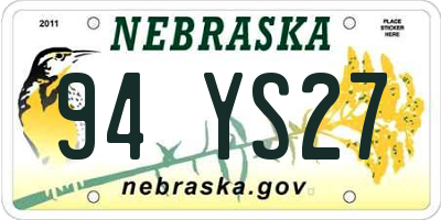 NE license plate 94YS27