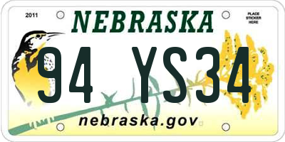 NE license plate 94YS34