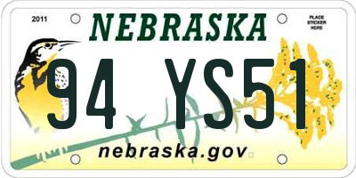 NE license plate 94YS51