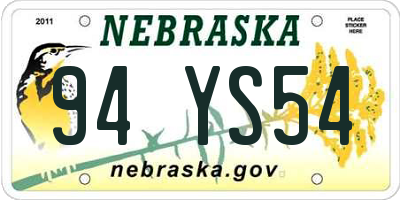 NE license plate 94YS54