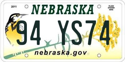 NE license plate 94YS74