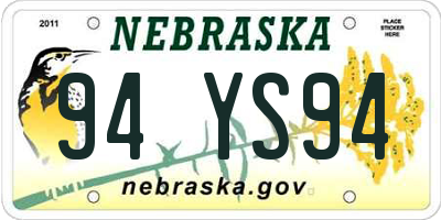 NE license plate 94YS94