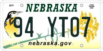 NE license plate 94YT07