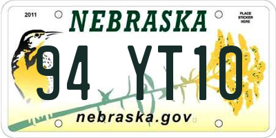 NE license plate 94YT10