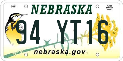 NE license plate 94YT16