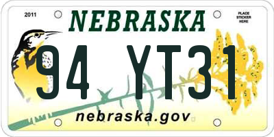 NE license plate 94YT31
