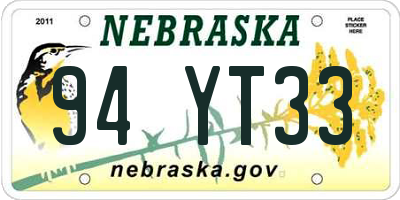 NE license plate 94YT33