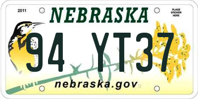 NE license plate 94YT37