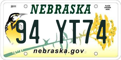 NE license plate 94YT74