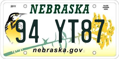 NE license plate 94YT87