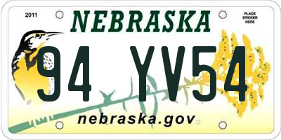 NE license plate 94YV54