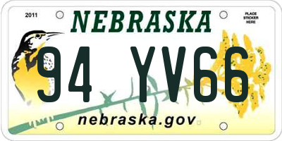 NE license plate 94YV66