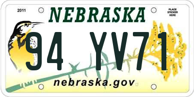 NE license plate 94YV71