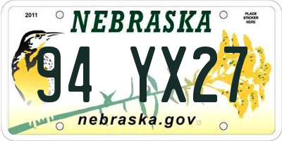 NE license plate 94YX27