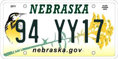 NE license plate 94YY17