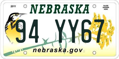 NE license plate 94YY67