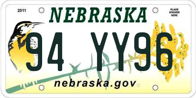 NE license plate 94YY96