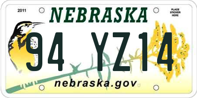 NE license plate 94YZ14