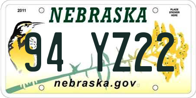 NE license plate 94YZ22