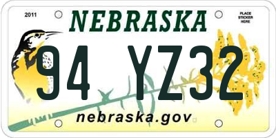 NE license plate 94YZ32