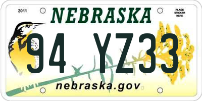 NE license plate 94YZ33