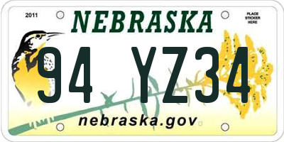 NE license plate 94YZ34