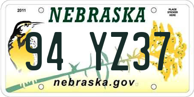 NE license plate 94YZ37