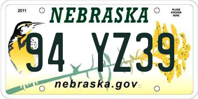 NE license plate 94YZ39