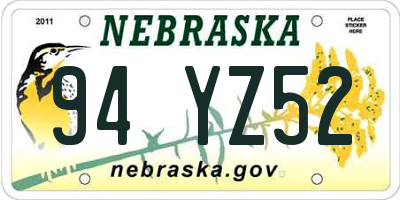NE license plate 94YZ52