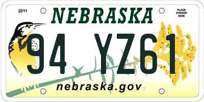 NE license plate 94YZ61
