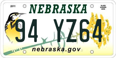 NE license plate 94YZ64