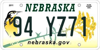 NE license plate 94YZ71