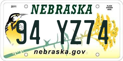 NE license plate 94YZ74