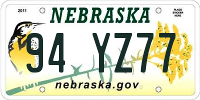NE license plate 94YZ77