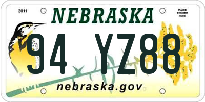 NE license plate 94YZ88