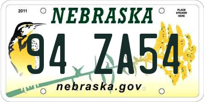 NE license plate 94ZA54